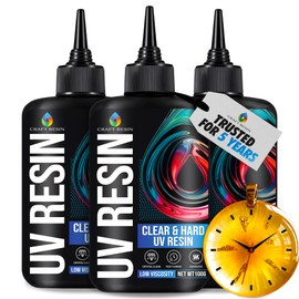 CRAFT RESIN 300g UV Resin Kit Hard Type Low Viscosity – Crystal Clear and No-Yellowing UV Resin Glue for DIY, Jewelry Making, Molds Casting and Polymer Clay Projects - Fast Cure Under UV Light