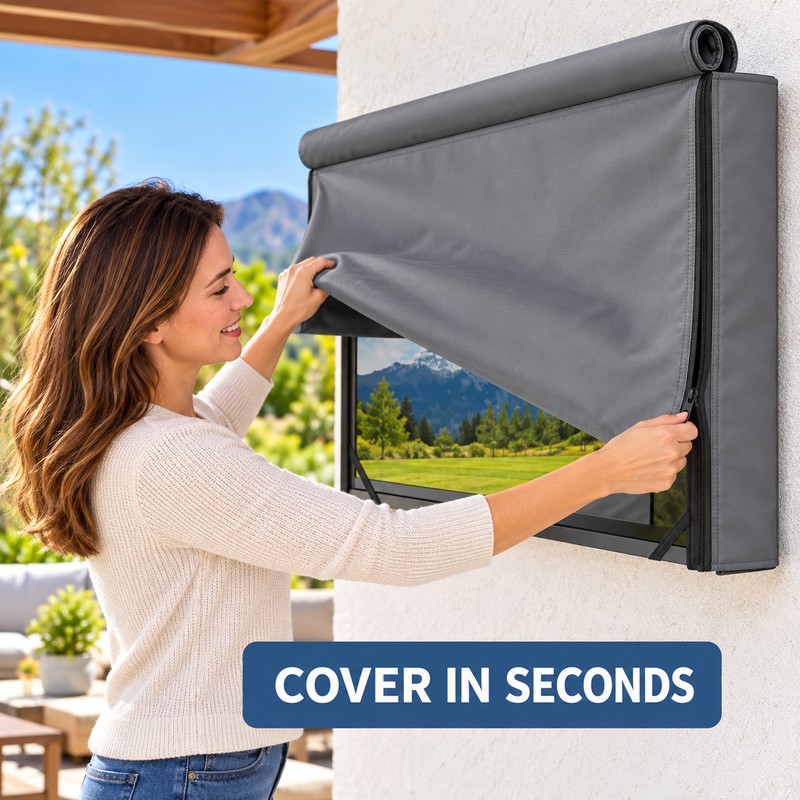55-58 Inch Outdoor TV Cover, 600D Oxford Weatherproof Cover with