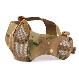HANSTRONG GEAR Tactical Airsoft Metal Mesh Breathable Protective Half Face Mask With Ear Cover MC