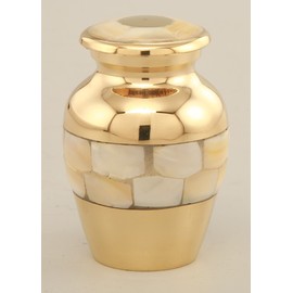 Forever URNS Mini Cremation Funeral Urn with Classic MOP Theme for Human Ashes of Female & Male | 3 cu in | Small | Multicolor | Completely Handcrafted with Velvet Protection Box