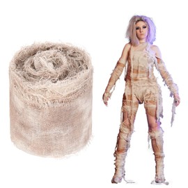 Preboun Halloween Mummy Bandage Wrap Bloody Gauze Zombie Makeup Props Creepy Costume Bandage Cosplay Party (Brown,65.6 ft X 7.87 Inch)