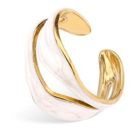 Non-Tarnish Gold Rings for Women, Waterproof Chunky Open Ring Trendy Stackable Statement Jewelry for Everyday Wear