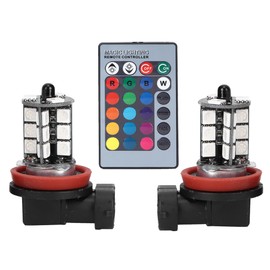 Colorful LED Fog Light Strobe Blub with Remote Control 12-24V H8 27SMD RGB