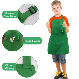 Sinland Kids Apron with Pocket 2 Pack Children Chef Apron for Cooking Baking Painting (Green, M)