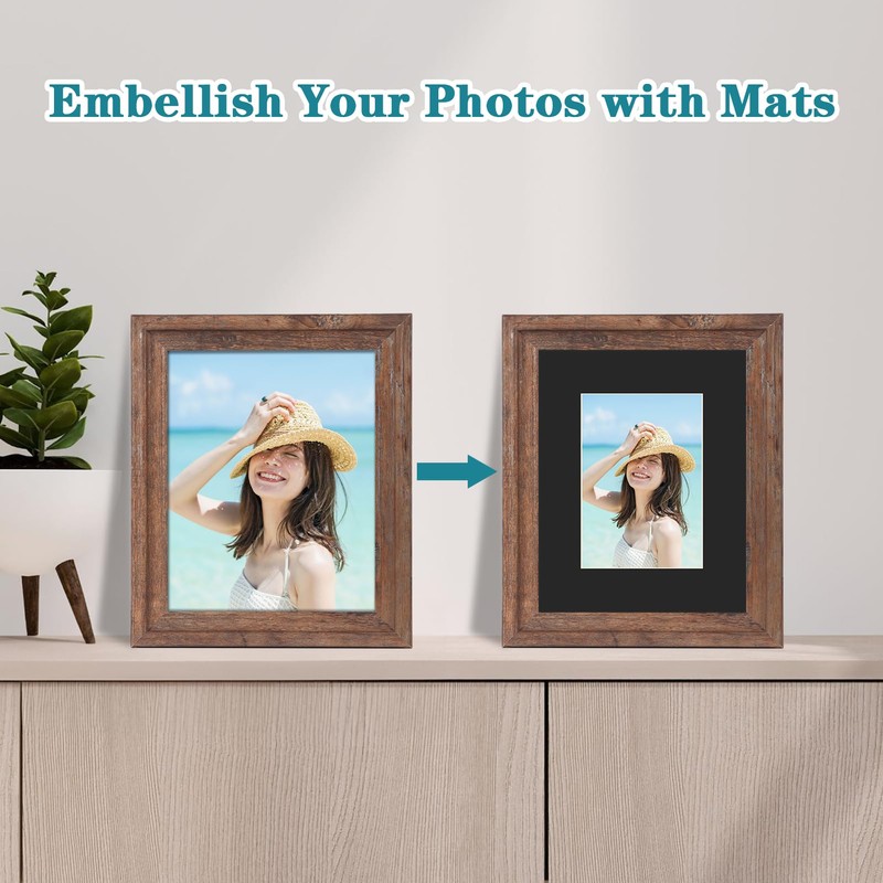 ZBEIVAN 8x10 Black Picture Mats with Core Bevel Cut Frame