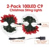 YIQU 2-Pack 66FT C9 Christmas String Lights Outdoor, 100LED Waterproof
