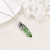 CRMAD Lily Flower Birth Necklace for Women Sterling Silver Green