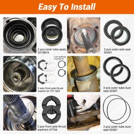 Outer Axle Dust Seal & Inner Tube Seal & Needle Bearing & Snap Ring & Thrust Washer Seals Kit Fit For 2000-2005 Ford Excursion/1998-2004 Ford F250/F350/F450/F550 Super Duty Dana 50 60 Front Axle
