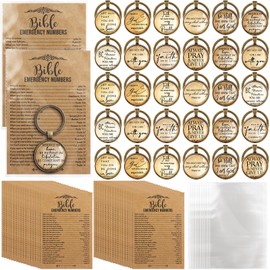 Tondiamo 40 Set Christian Church Gifts Keychain Bulk Bible Verse Religious Keychain Inspirational Emergency Numbers Bookmarks Motivational Cards Gift for Church Sunday School Teachers