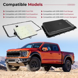 265-897 Transmission Oil Pan + 10R80 Ten Speed Transmission Filter Kit Compatible with 2017-2023 Ford F150, 2018-23 Expedition/Mustang/Lincoln Navigator, 19-23 Ranger, 21-23 Explorer FT202 HL3Z7A194A
