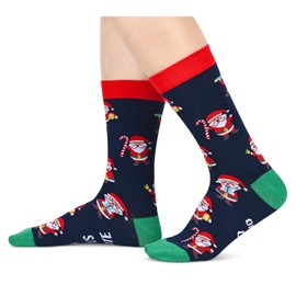 HAPPYPOP Christmas Gifts Stocking Socks For Women Men - Secret Santa Socks Xmas Stocking Stuffers For Mom Dad, Santa Socks For Christmas