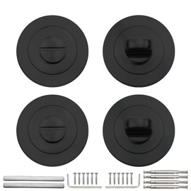 Bwintech 2 Pair 52MM Matt Black Bathroom Escutcheon Polished Nickel Turn and Release Set