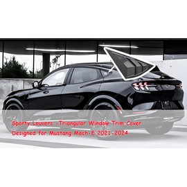 Zitaocn 2Pcs Carbon Grain Quarter Side Window Scoop Louvers Cover Rear Side Window Blinds Sunshade Automotive Exterior Accessories for 2021-2024 Mustang Mach E (Glossy Black)