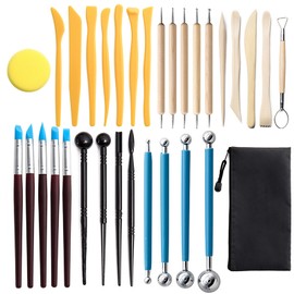 32Pcs Polymer Clay Tools Durable Wood Metal Comfortable Handle Food Grade Widely Used Clay Sculpting Tools for Craft DIY
