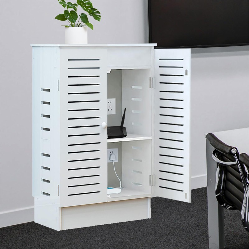 LXSEHN WiFi Router Storage Cabinet, Floor Standing Router Storage Box