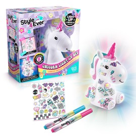 Canal Toys - Style 4 ever OFG 293 DIY Unicorn LED Light Up, Decorate Your Figure with Marker and Sticker, Pack of 1 Unicorn, White