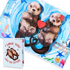 Toyuma Anniversary Pop Up Card - I Love You Like No Otter, You Are My Otter Half, Anniversary 3D Card to Husband, for Couple, Wife, son and daughter in law, Cute Happy Anniv Card with Blank Note, Romantic Wedding Anniv Cards with Envelope