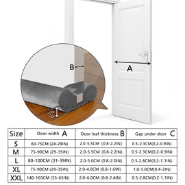 BKSAI Door Draft Stopper for Doors 29-35" No Adhesive Draft Stopper for Bottom of Door Draught Excluder Under Door Wind Blocker Reduce Noise Draught Excluder Sweep Sound Proof(Grey)