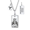 Suplight Tarot Card Necklace Horoscope Chain Stainless Steel Lucky Rectangle