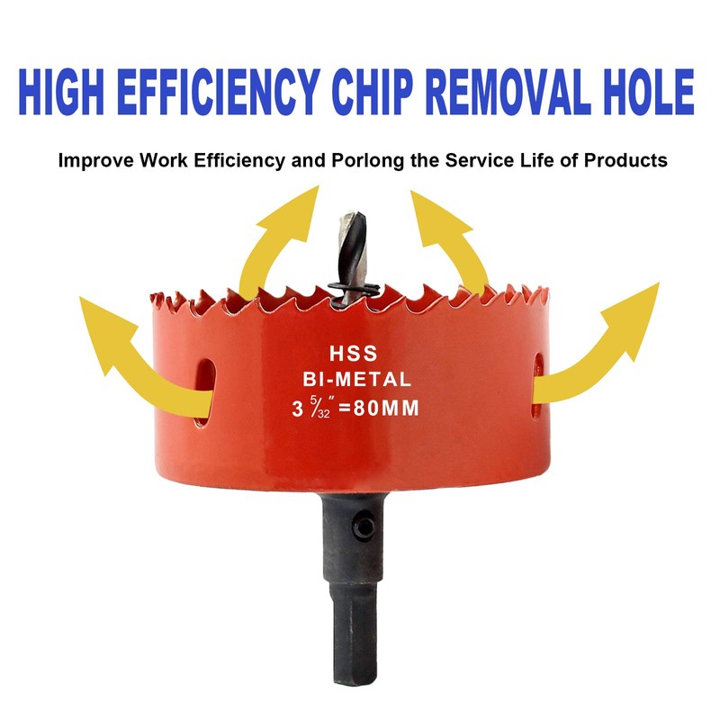 Hordion 80mm 3.15 inch Hole Saw, Heavy Duty Bi-Metal Hole