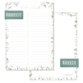 paper&you® A5 To-Do Listen Pad [Gold Leaf] 50 Pages Including Notepad on the Back - Climate-Friendly and Sustainable