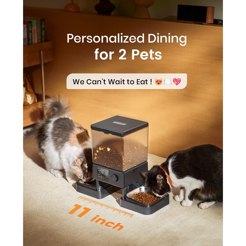 oneisall Automatic Cat Feeder for 2 Cats, 20 Cups/5L Automatic