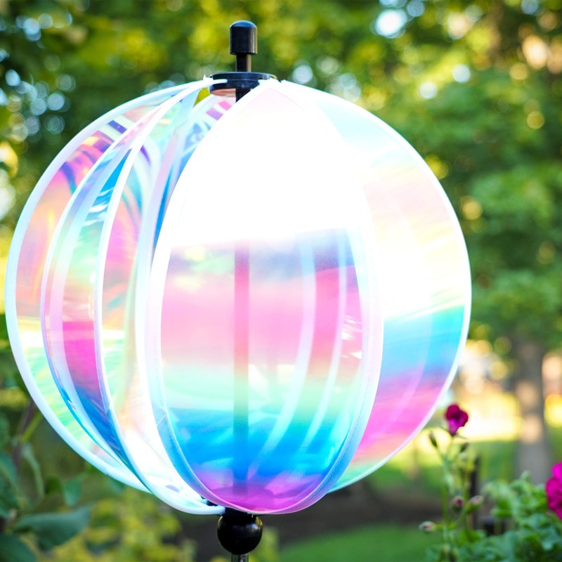 In the Breeze 2634 — 11-Inch Striped Iridescent Gazing Ball,