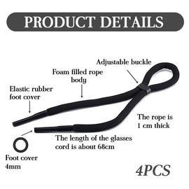 Pack of 4 34 cm Glasses Strap Floating Glasses Band Sun Glasses Holder Anti-Loss Glasses Straps for Water Sports Boating Kayaking Surfing Men Women Glasses Band Floating Glasses Strap