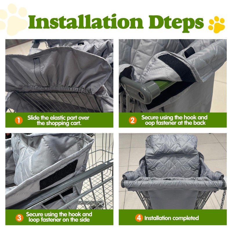 Wibeelee Portable Dogs Shopping Cart Cover Quilting Grocery Cart Cover