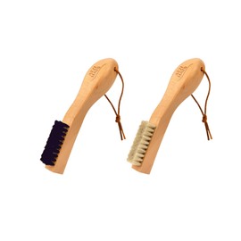 Laundry Stain Remover Clothes Brush Set of 2 Natural Soft Boar Bristle White & Black for Scrubbing Out Tough Stains on Delicate Fabrics, Knits, Cotton, Linens, Small Brush