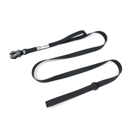 DogNerd 6ft Black Dual Handle Silicone Tactical Dog Leash for Medium, Large, Giant, Police Breeds | Quick Release Frog Clip Carabiner | Coated Nylon Heavy Duty | Strong Puller | Training Leashes