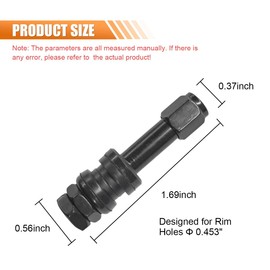 LHDOS 5PCS TR43E/VS43 Tubeless Metal Clamp-in Tire Valve Stems, Aluminum Alloy Valve Stems Mount for 0.453" Rim Hole on Standard Vehicle Tires (Black)
