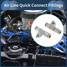 RATCHROLL Push to Connect Air Fittings 1/4" t Type Air Line Quick Joint 304 Stainless Steel M5 2 Pcs Silver Tone