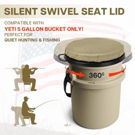 Wizcave 5 Gallon Bucket Seat for YETI Buckets Only, 360-Degree Swivel Bucket Lid Seats for YETI 5 Gallon Bucket, Seat Cushion for Fishing, Hunting, Car Washing,Baseball Training,Tool Organizer