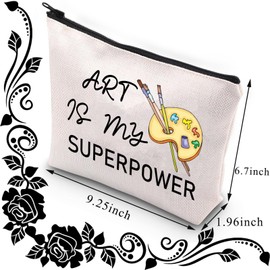 Art Teacher Makeup Bag Art Student Graduation Gift Artist Painter Gift Art is My Superpower Art Teacher Appreciation Travel Pouch (Art Power), L9 W7 H0.39