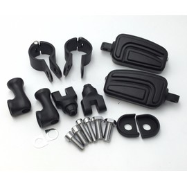 SMT-Black Short Angled Adjustable Peg Mounting Kit AirFlow Foot Peg Footrest Compatible With Harley Sportster 883 1200 Street Bob Softail CVO 1-1/2 inch (1.5") Front Engine Guard [B01EXM080M]