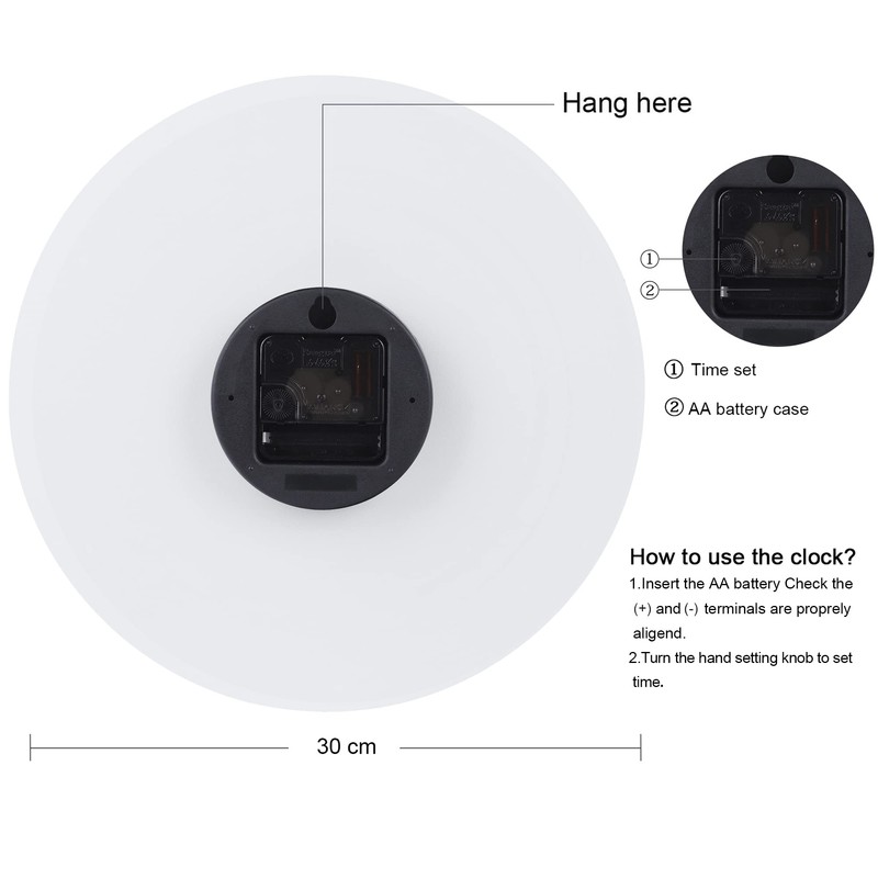 Lafocuse Modern White Wall Clock Silent Wooden Boards Frameless Quartz