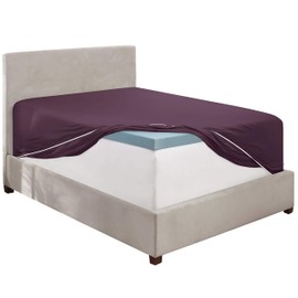 Clara Clark Fitted Sheet Full Size, Extra Deep Pocket Fits up to 21 Inch Mattress, Luxury Soft Full Fitted Sheet Only - Purple Eggplant