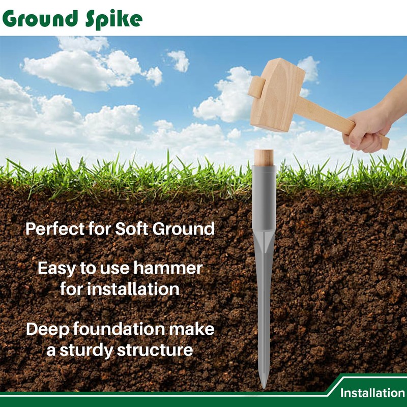 14" Aluminium Fence Post Anchor Ground Spike, 1-5/16" Inner Diameter