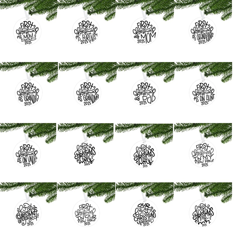 First Christmas One Sided Ornaments (Mom & Dad)