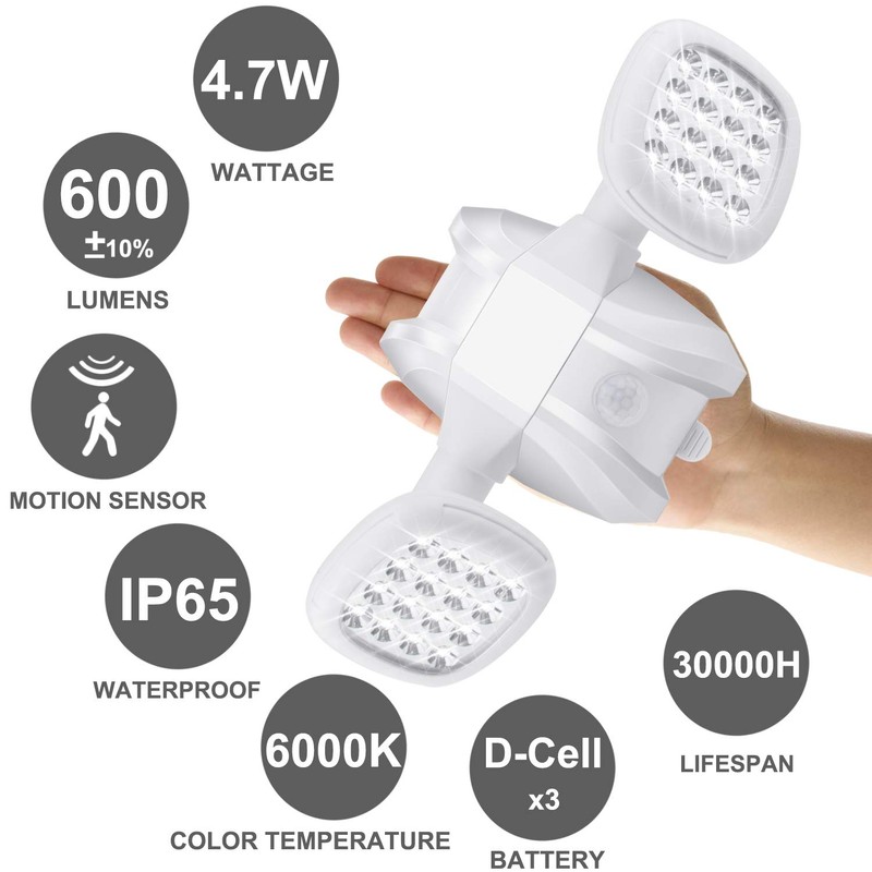 HONWELL Operated Outdoor Lights, Wireless Security Lights with Motion Sensor,