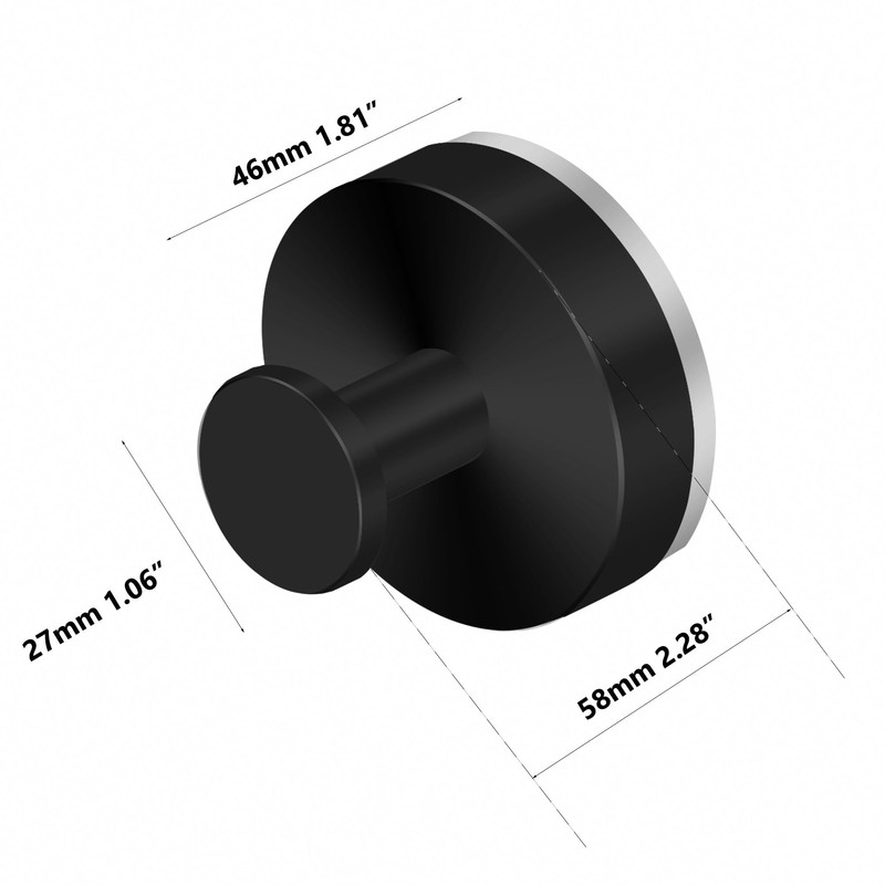 CAPPCHAO Black Suction Cup Hooks Shower Towel Holder for Bathroom