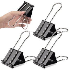OWLKELA 2.4 inch Extra Jumbo Binder Clips 4 Pcs, Large Paper Clip, Big Paper Clamps, Binder Clips Large Size for Home, School and Office Supplies