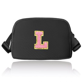 New Beginning Gift for Women, Girls, Initial Belt Bag with Adjustable Strap, Retirement Gift, Going Away Gift, New Chapter Gift, Congratulations Gift for Women, Cute Fanny Pack for Women-Black L