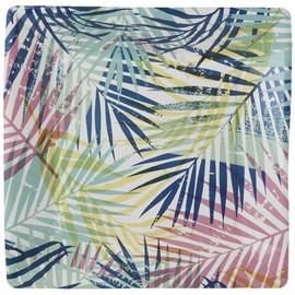Talking Tables Cuban Fiesta Square Paper Plates with Leaf Motif for Birthday and Summer Party, Green, 23cm (12 Pack in 1 design)