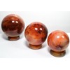 HQRP 40mm Red Orange Veins Carnelian Agate Crystal Stands for