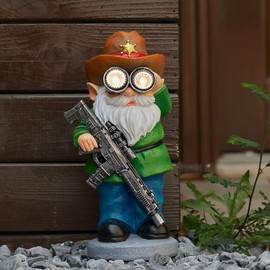 Elegondrar Outdoor Garden Gnome Statue with Telescope - 10.6-Inch Resin Statue for Father's Day, Christmas, Thanksgiving, Housewaming, Memorial Day Gifts - Gnome Decorations for Yard, Patio, or Lawn