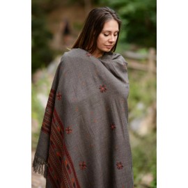 Om Shanti Crafts Meditation Shawl or Meditation Blanket, Wool Shawl or Wrap, Oversize Scarf/Stole - Dark Grey