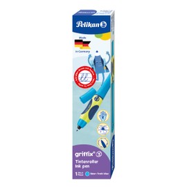 Pelikan, Griffix Penna Sferografica, Impugnatura Ergonomica per Destrimani, Neon Fresh Blue, Inchiostro Blu Cancellabile, Made in Germany