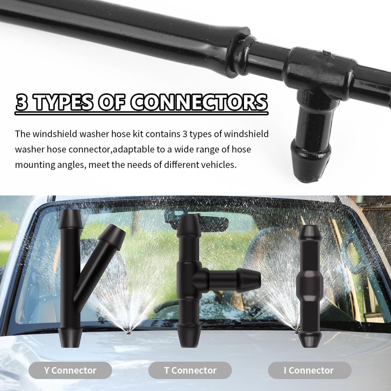 22PCS 13Ft Windshield Washer Hose Repair Kit,Windshield Washer Nozzle Replacement